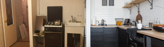 Организация пространства кухни до и после ремонта