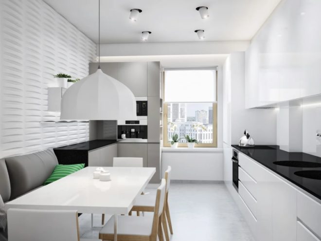 Дизайн белой кухни в стиле минимализм